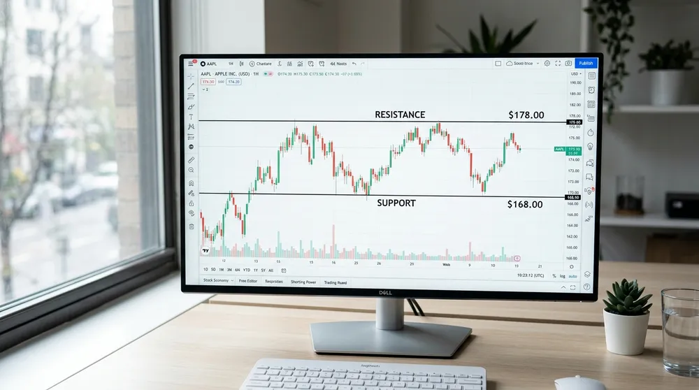Support and resistance on a chart